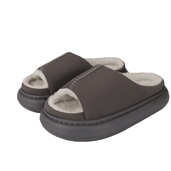 Women’s Warm Plush Lined Indoor Outdoor House Slippers, Open-Toe Slip-On Memory Foam Slides, Fuzzy Cushioned Anti-Slip Sole Winter Comfort Footwear, Cozy Christmas Holiday Gift Idea for Her