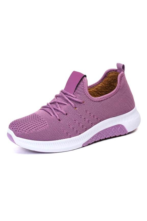 Women's Warm Plush Lined Lace-Up Orthopedic Sneakers Casual Comfortable Wide Round Toe Non- Thick Sole Low-Top Snow Boots Fashion Sports Gym Outdoor Activity Walking Shoes For Fall Winter