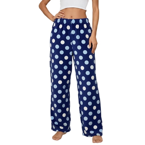 Women's Warm Plush Pajama Soft Fluffy Sleep Pants Comfy Fuzzy Lounge Bottoms Sleepwear Dark Blue2 L