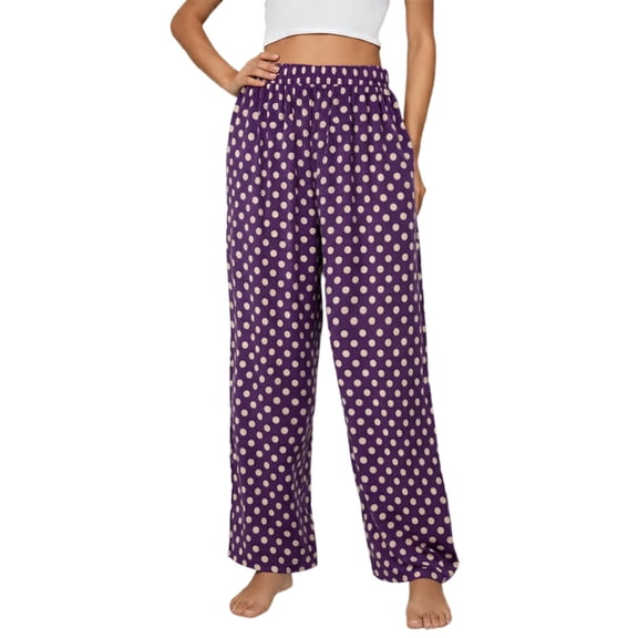 Women's Warm Plush Pajama Soft Fluffy Sleep Pants Comfy Fuzzy Lounge Bottoms Sleepwear Dark Purple L