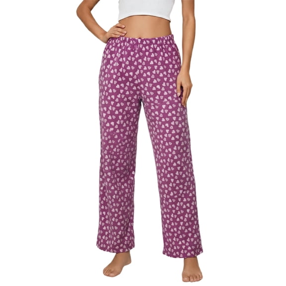Women's Warm Plush Pajama Soft Fluffy Sleep Pants Comfy Fuzzy Lounge Bottoms Sleepwear Purple L