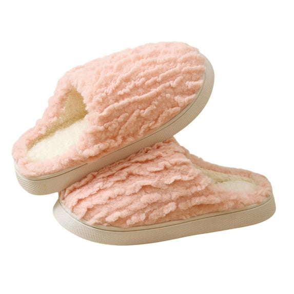 Women's Warm Plush Slippers Winter Cozy Fluffy Slip On Shoe Home Silent Indoor Outdoor Memory Foam Slippers Gifts for Mom