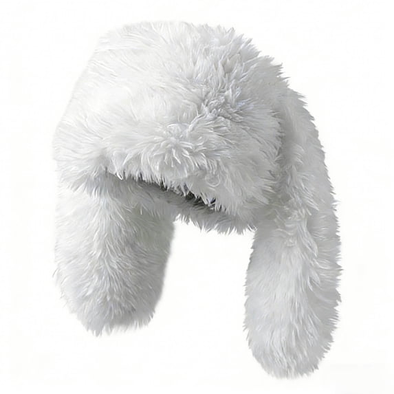 Women’s Warm Plush Winter Hat, Fluffy Cartoon Bunny Ear Knit Beanie For Cold Weather