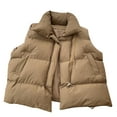 thumbnail image 1 of Women's Warm Puffer Vest Zipper Stand Collar Sleeveless Coat Padded Winter Gilet Jacket Outerwear with Pockets Ladies Clothes, 1 of 9