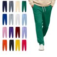 thumbnail image 1 of Women's Warm Sherpa Lined Athletic Sweatpants Jogger Fleece Pants Dark Green L, 1 of 3