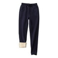thumbnail image 1 of Women's Warm Sherpa Lined Athletic Sweatpants Jogger Fleece Pants Solid Drawstring Elastic Waist Pants with Pocket, 1 of 5