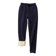 BLVB Women's Warm Sherpa Lined Athletic Sweatpants Jogger Fleece Pants Solid Drawstring Elastic Waist Pants with Pocket