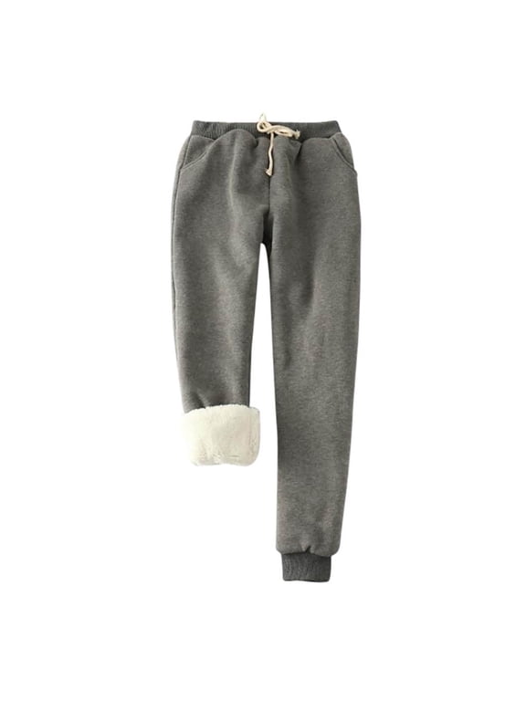 Women's Warm Sherpa Lined Athletic Workout Sweatpants Fleece Joggers Pants
