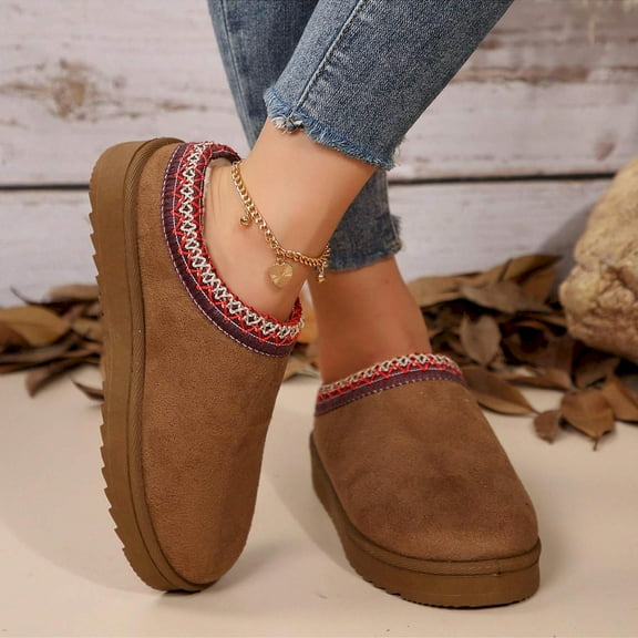 Women’s Warm Snow Boots - Durable, Outdoor Use with Non-Slip Design and Thickened Flat Soles for Winter Comfort