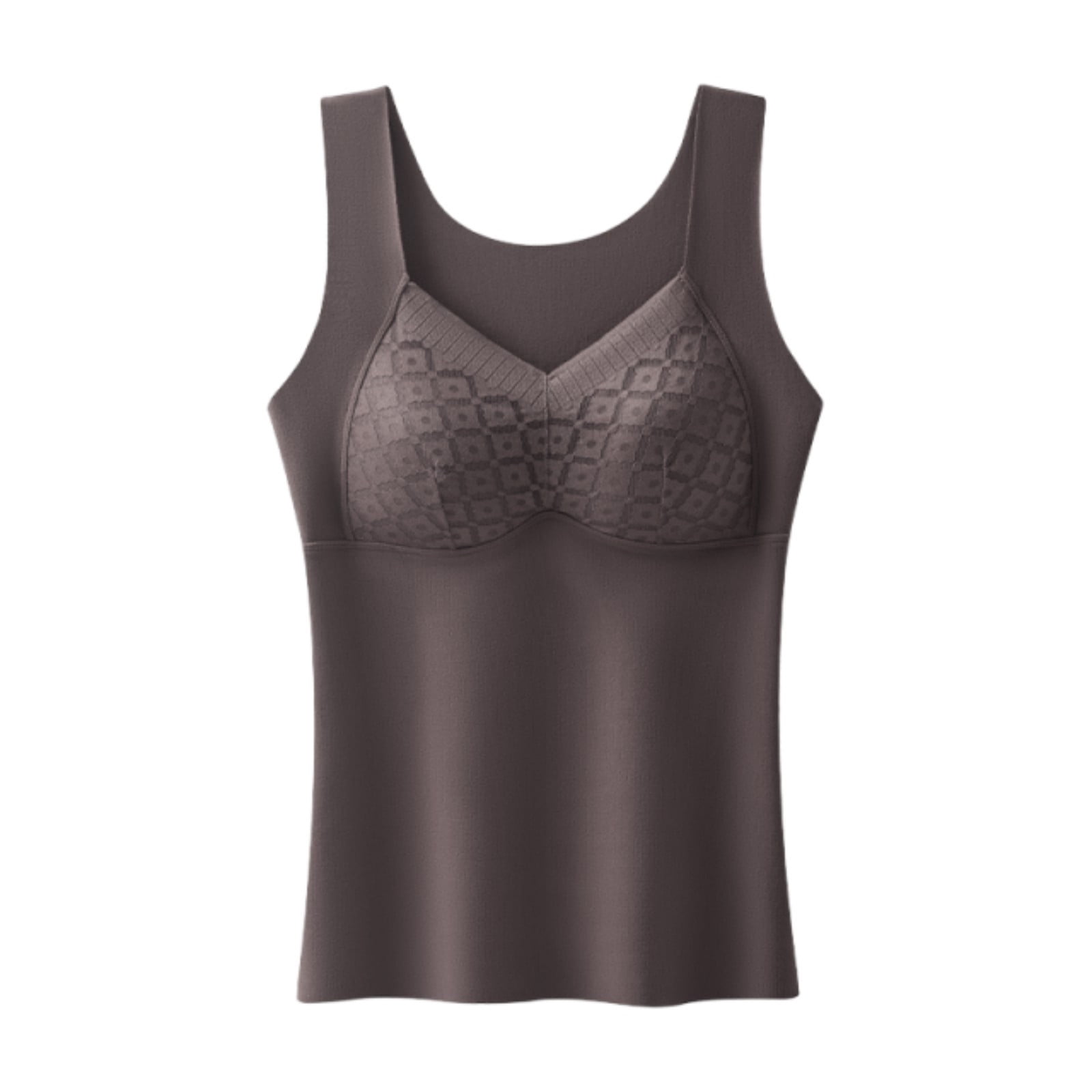 Women's Warm Solid Color In Fall And Winter With Seamless Chest Pad ...