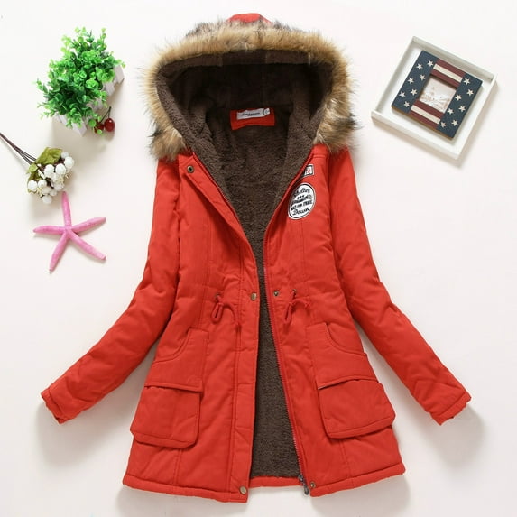 Women's Warm Thickened Overcoat Warm Trendy Winter Fashion Lined Hooded Snow Coat Jacket Outwear Women Fashion Maternity Coat Women Winter Fashion Coats Canvas Jacket Women Insulated Coats Women