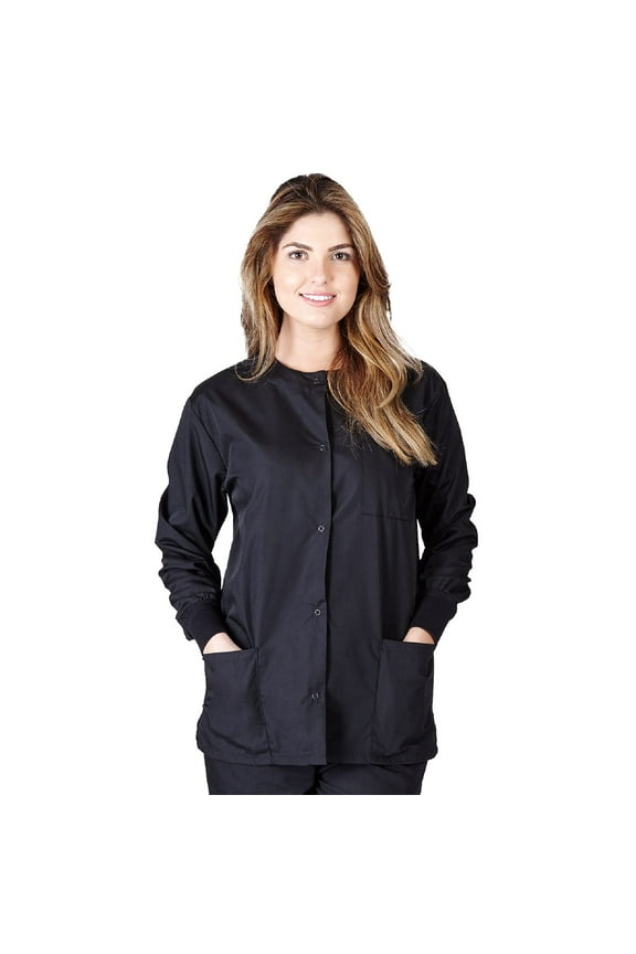 Women's Warm Up Medical Scrub Jacket (Black, X-Small)