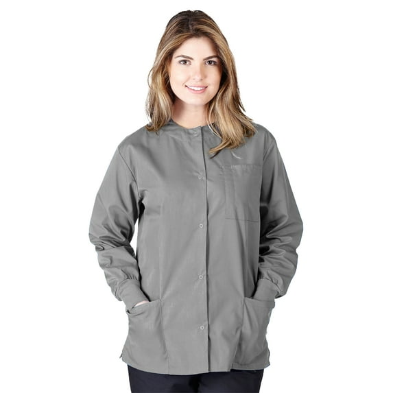 Women's Warm Up Medical Scrub Jacket (Gray, Medium)