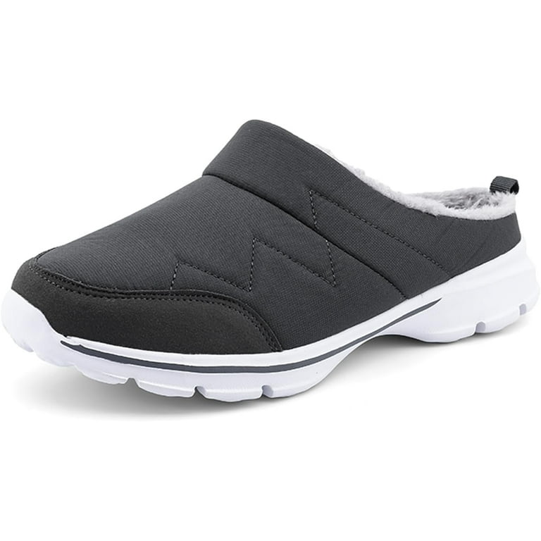 Women's Warm Walking Mules Shoes,Mens Slippers with Arch Support