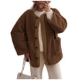 thumbnail image 1 of Women's Warm Winter Coat Casual Long Sleeve Button Down Jacket Fuzzy Sherpa Fleece Jacket Outerwear with Pockets, 1 of 3