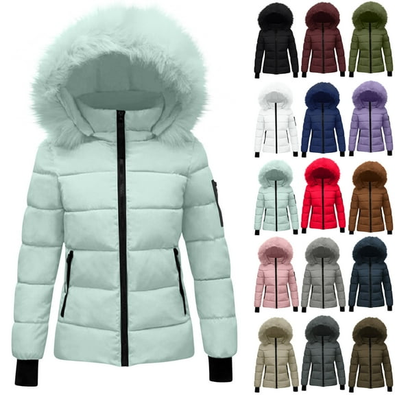 Women's Warm Winter Coat Hooded Puffer Jacket Women's Winter Cotton Jacket With Hood, Waist, And Plush To Overcome Outer Coat