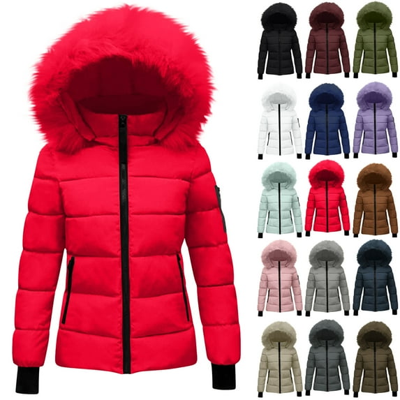 Women's Warm Winter Coat Hooded Puffer Jacket Women's Winter Cotton Jacket With Hood, Waist, And Plush To Overcome Outer Coat