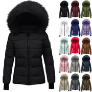 Women's Warm Winter Coat Hooded Puffer Jacket Women's Winter Cotton Jacket With Hood, Waist, And Plush To Overcome Outer Coat