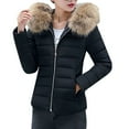 thumbnail image 1 of Women's Warm Winter Coat Thicken Padded Puffer Fit Plush Collar Jacket Zipper Outwear Short Coat for Women, 1 of 4