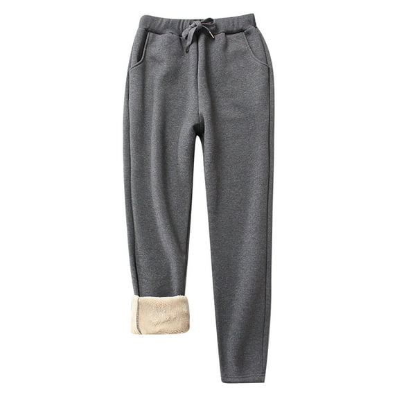 Women's Warm Winter Fleece Sweatpants Sherpa Lined High Waist Drawstring Active Running Jogger Pants with Pockets