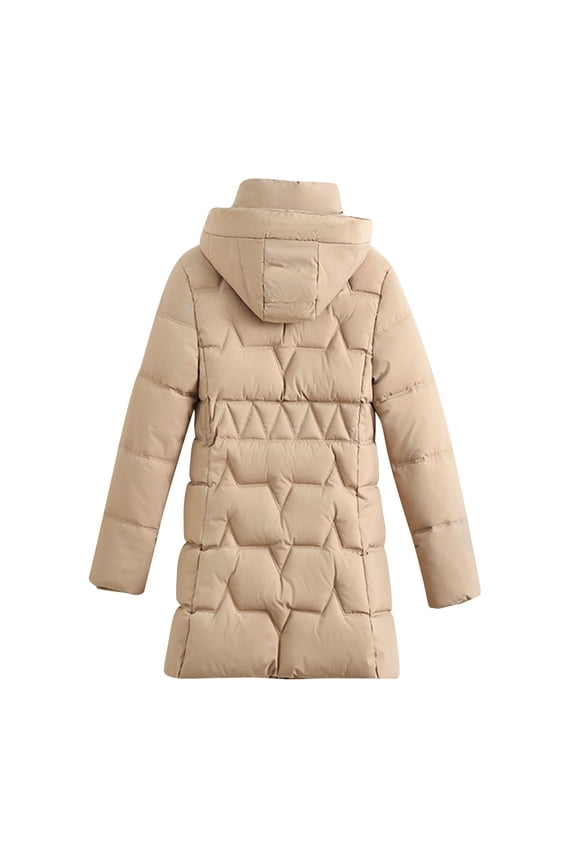 Women's Warm Winter Hooded Long Quilted Puffer Down Coat Jacket Outerwear With Pockets