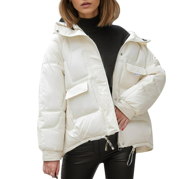 Women's Warm Winter Jacket with Hood Stylish Quilted Coat for Cold