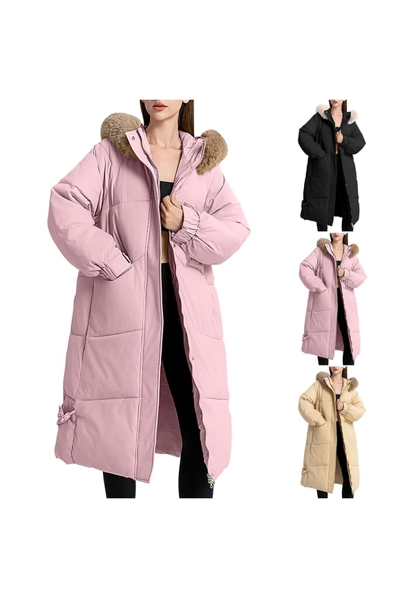 Women's Warm Winter Parkas Long Coat Hoodies Collar Jacket Slim Fit Thermal Thickened Outerwear for Cold Weather | CSEONE,Khaki L