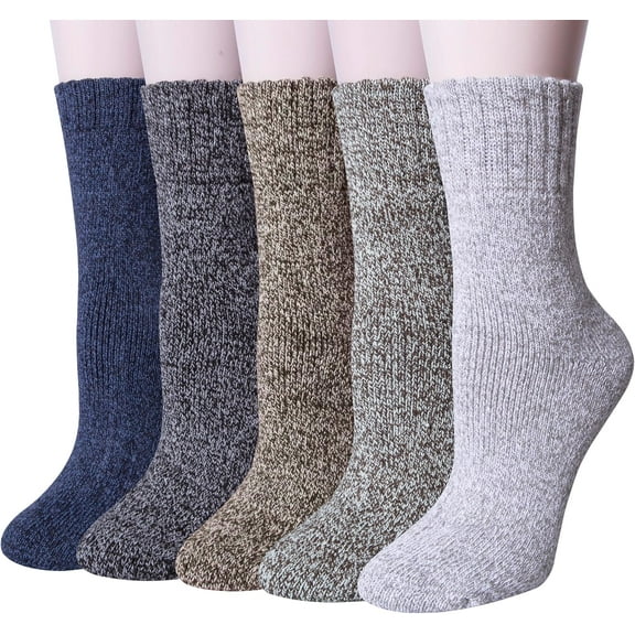 Women's Warm Winter Socks - Thermal Knit Crew Socks for Hiking & Boots, Cozy Calf-Length Socks, Christmas Stocking Stuffers Gifts