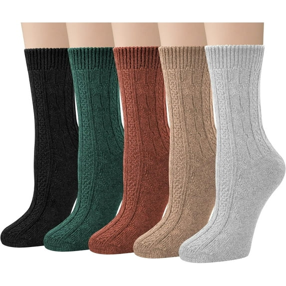 Women's Warm Winter Socks - Thermal Knit Crew Socks for Hiking & Boots, Cozy Calf-Length Socks, Christmas Stocking Stuffers Gifts