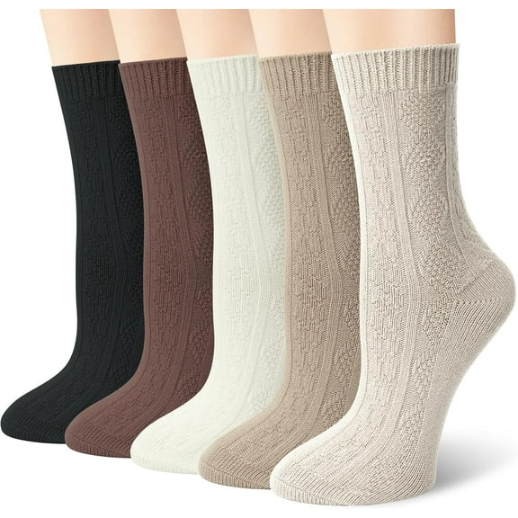 Women's Warm Winter Socks - Thermal Knit Crew Socks for Hiking & Boots, Cozy Calf-Length Socks, Christmas Stocking Stuffers Gifts