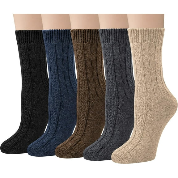 Women's Warm Winter Socks - Thermal Knit Crew Socks for Hiking & Boots, Cozy Calf-Length Socks, Christmas Stocking Stuffers Gifts