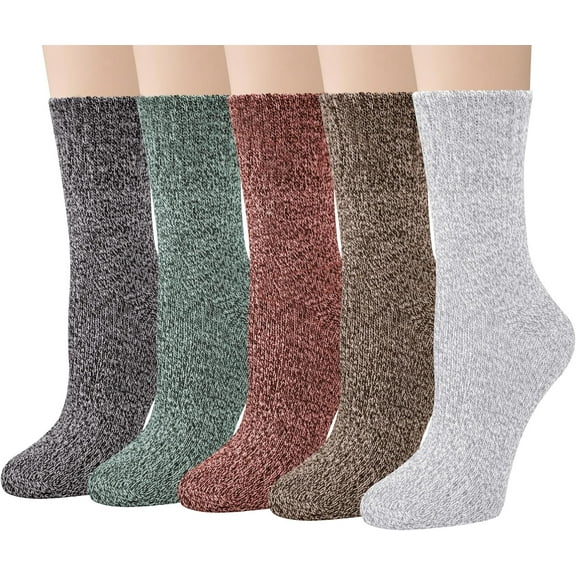 Women's Warm Winter Socks - Thermal Knit Crew Socks for Hiking & Boots, Cozy Calf-Length Socks, Christmas Stocking Stuffers Gifts