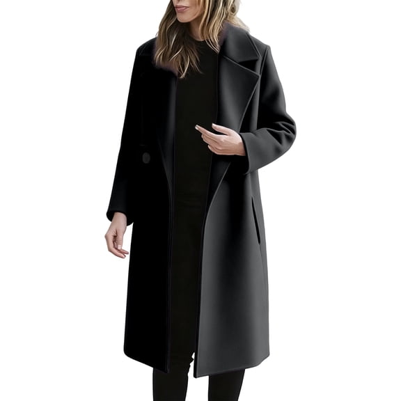 Women's Warm Winter Trench Coat Long Blend Overcoat Fashionable Outerwear For Ladies