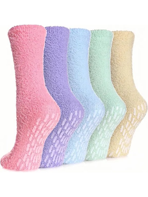 Women's Warm Wool-Lined Winter Over-the-Knee Slippers - Christmas socks, home sports non-slip long fleece socks, microfibre sleep socks, wool socks, 5 colours.