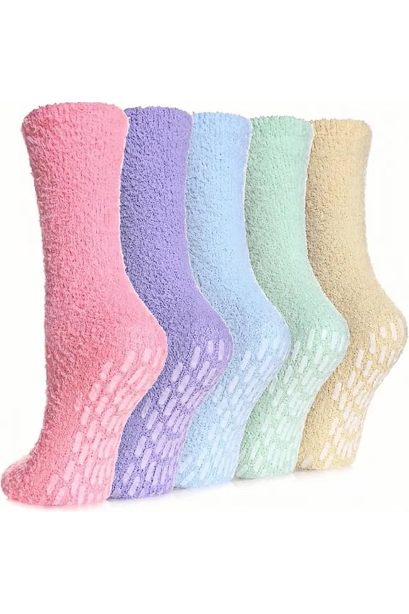 Women's Warm Wool-Lined Winter Over-the-Knee Slippers - Christmas socks, home sports non-slip long fleece socks, microfibre sleep socks, wool socks, 5 colours.