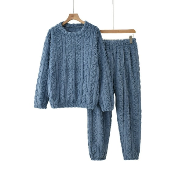 Women's Warm Wool Pajama Set 2 Piece, Comfortable Fleece Loungewear, Soft Sleepwear for Fall Winter