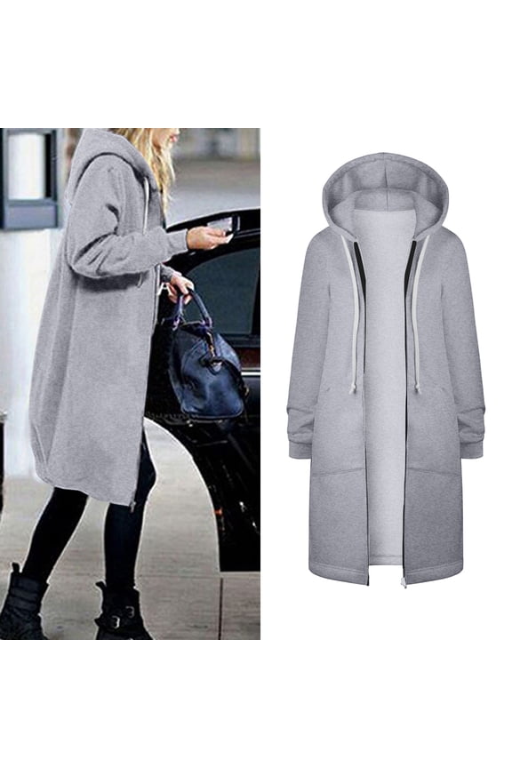 Women's Warm Zipper Open Hoodies Sweatshirt Long Coat Jacket Tops Outwear Pull Overs Women Women's Fall Jackets Light Winter Jackets for Women Warm Jacket for Women Light Jackets for Women plus Womens