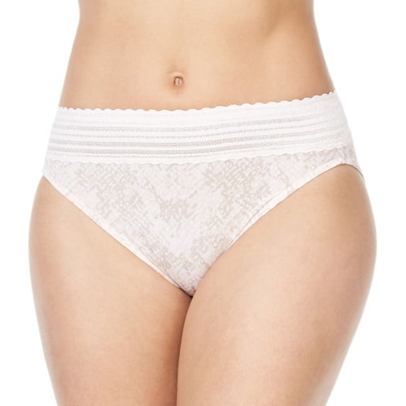 Women's Warner's 5109J No Pinching. No Problems. Hi-Cut Brief with Lace (Rosewater Snake Print 2X)