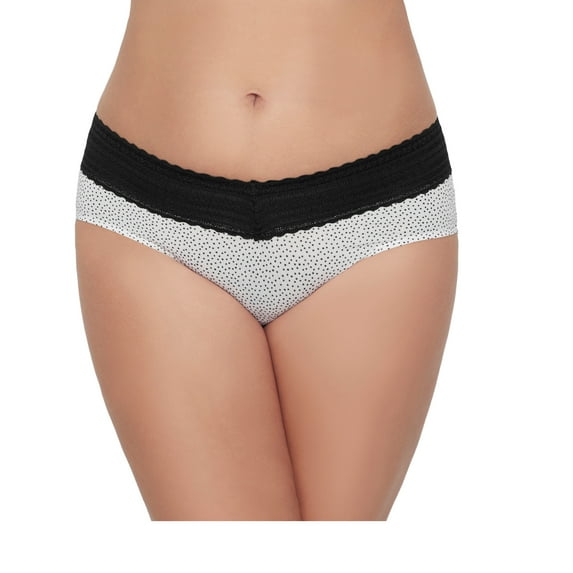 Women's Warner's 5609J No Pinching. No Problems. Hipster with Lace Panty (White Cute Dot Print 2X)