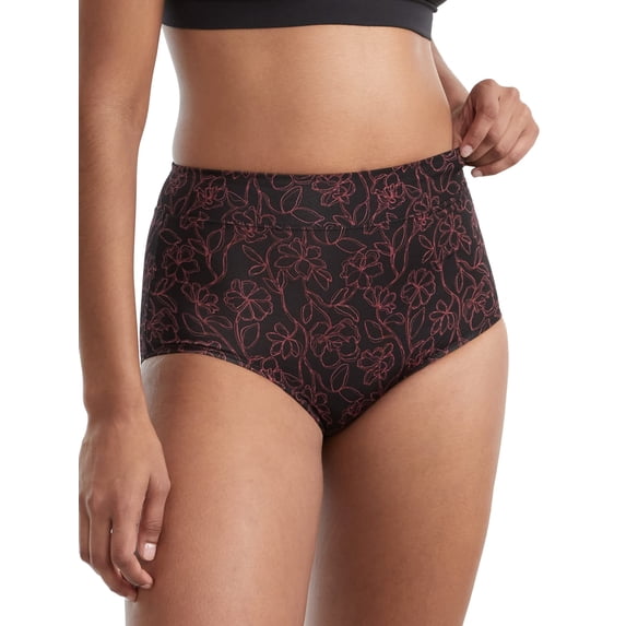 Women's Warner's 5738 No Pinching No Problems Tailored Micro Brief (Black Floral Linework 7)