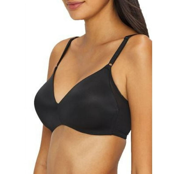 Women's Warner's RM3481A No Side Effects Wire-Free Contour Bra w/ Mesh Wing (Rich Black 36B)