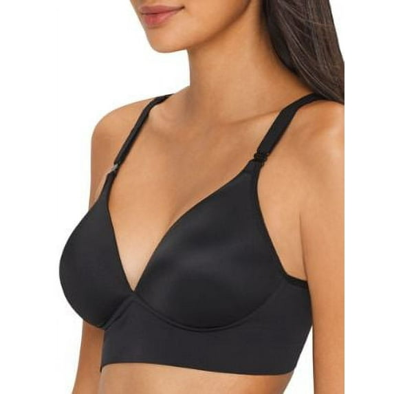 Women's Warner's RM3741A Elements of Bliss Wire-Free Contour Wide Band Bra (Rich Black 38DD)