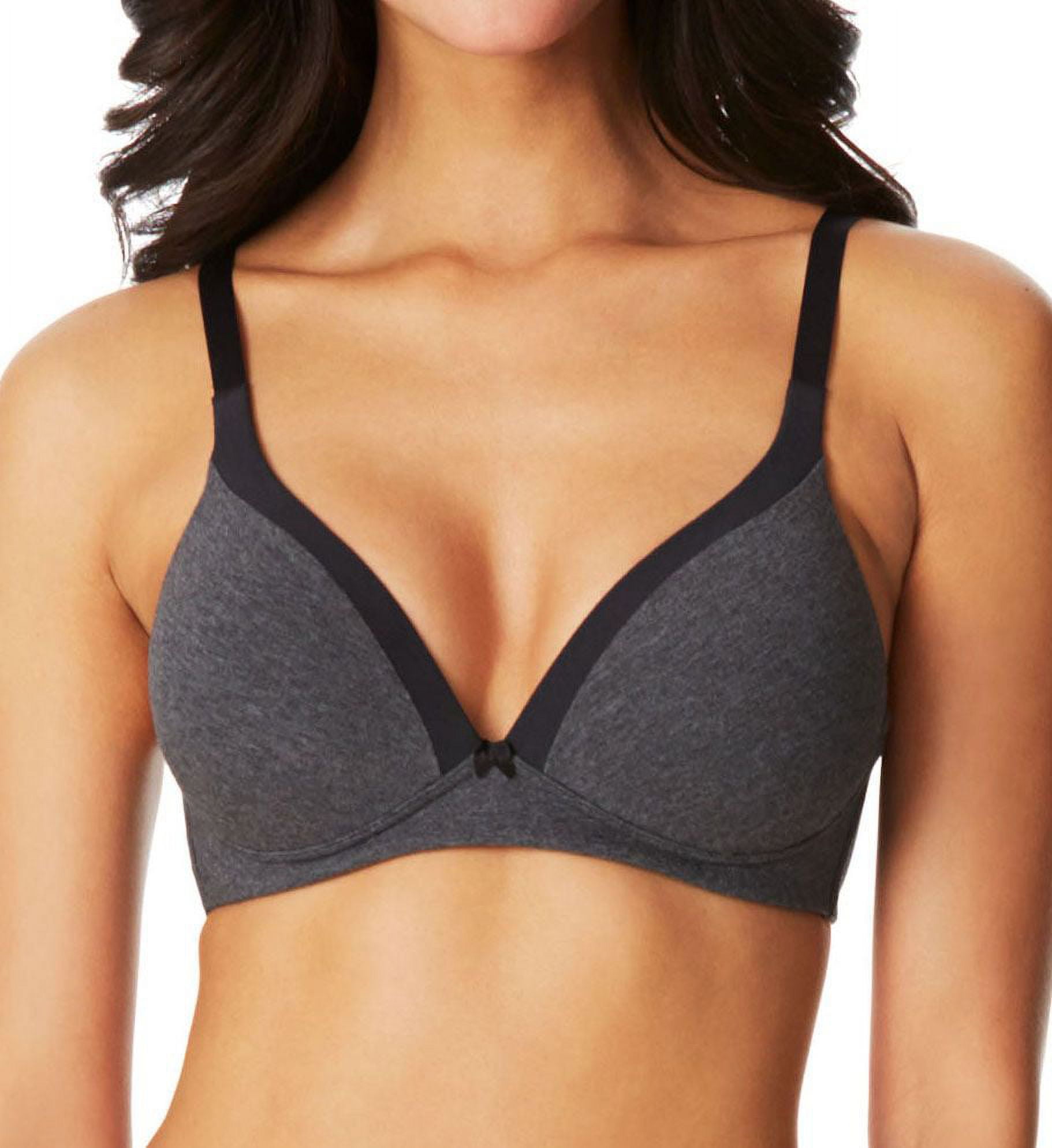 Women's Warner's RN0141A Invisible Bliss Cotton Wirefree Bra with Lift  (Dark Grey Heather 38C)