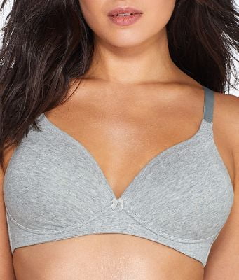 Women's Warner's RN0141A Invisible Bliss Cotton Wirefree Bra with Lift  (Light Grey Heather 38D)