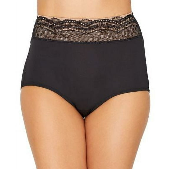 Women's Warners No Pinching. No Problems. Lace Brief Panty RS7401P Color: Rich Black Size: 7