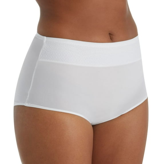 Women's Warner's RS7401P No Pinching. No Problems. Brief Panty with Lace (White/Rosewater 3X)
