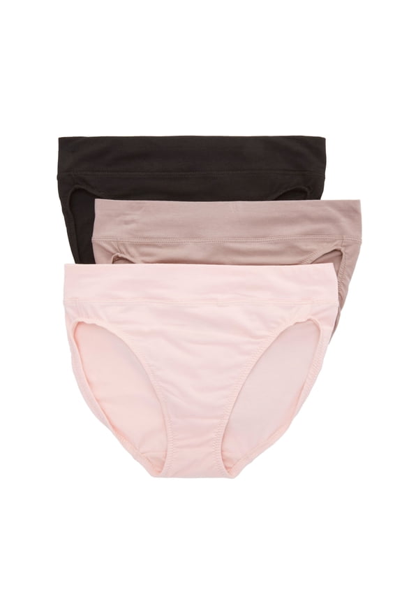 Women's Warner's RT4403P No Pinching No Problems Hi Cut Panty - 3 Pack (Blush/Mink/Black 3X)