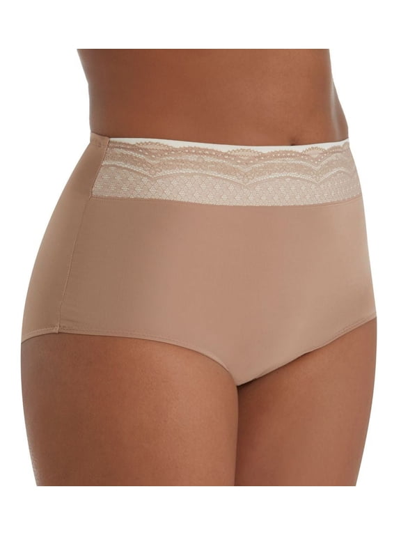 Women's Warner's RS7401P No Pinching. No Problems. Brief Panty with Lace (ToastedAlmond/Gardenia 3X)