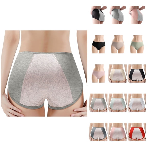 Women's Washable Leak Proof Menstrual Pants, High Waist Underwear with Pure Crotch, Thin Lightweight Urine Resistant Briefs for Light Bladder Leakage, Plus Size X-Large