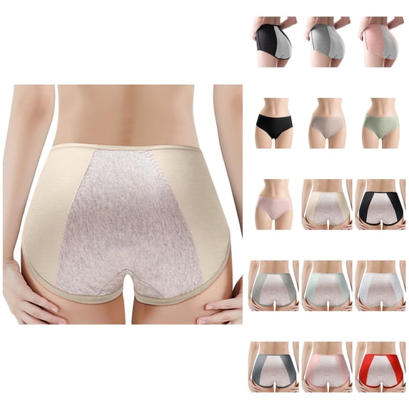 Women's Washable Leak Proof Menstrual Pants, High Waist Underwear with Pure Crotch, Thin Lightweight Urine Resistant Briefs for Light Bladder Leakage, Plus Size X-Large